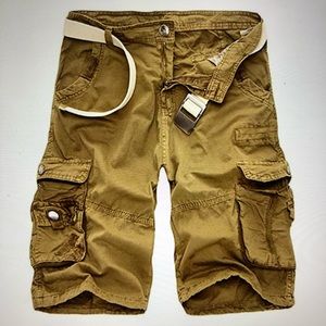 Loose Fit Twill Cargo Shorts Size 31 - Khaki